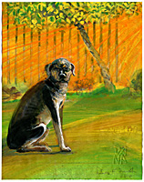 Dana Smith painting titled Dog in the Garden