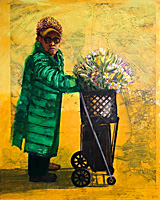 Dana Smith painting titled San Francisco Flower Lady