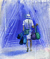 Dana Smith painting titled Blue Handbags