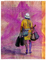 Dana Smith painting titled Purple Star Traveler with Handbags