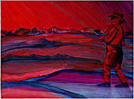Dana Smith painting titled Red Sky Fisherman