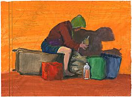 Dana Smith painting titled Orange Traveler at Rest